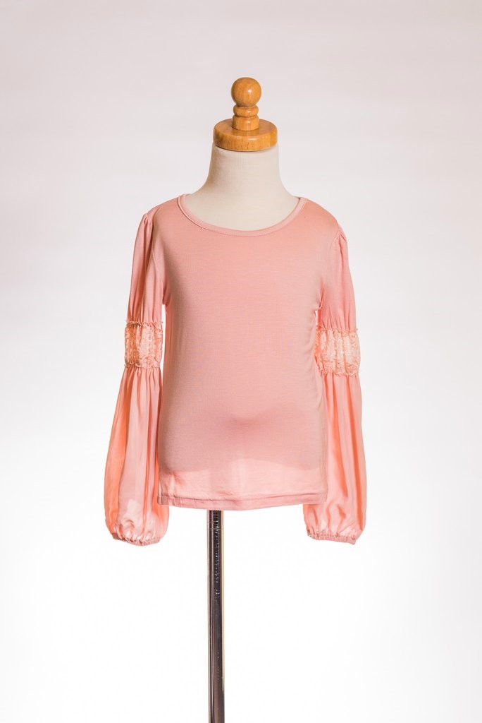 Pink Split Sleeve Lace Top